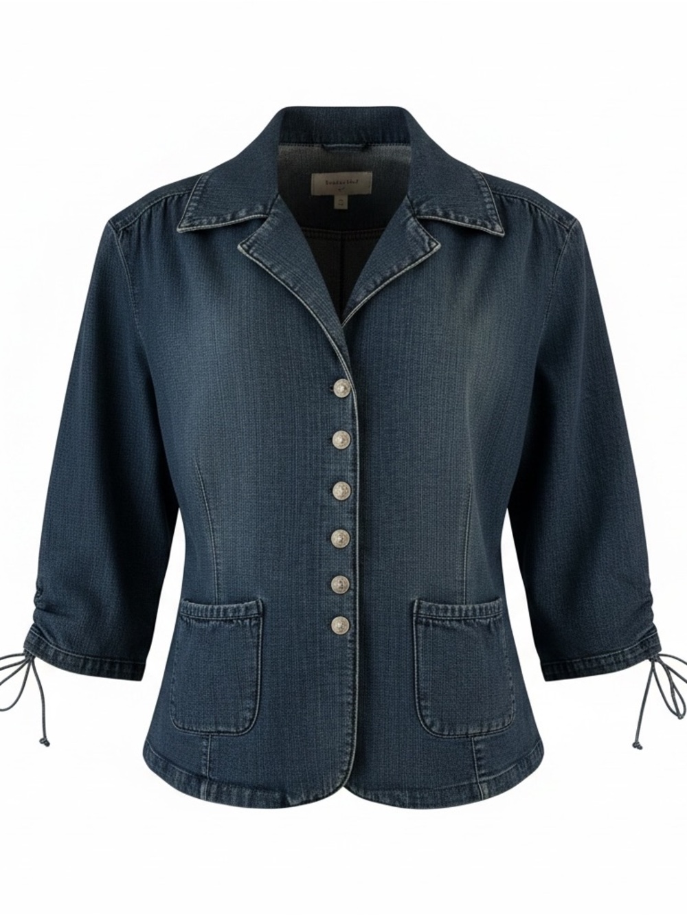 Vintage A.M.I Blue Denim Blazer Style Jacket with Back Lace-Up Detail